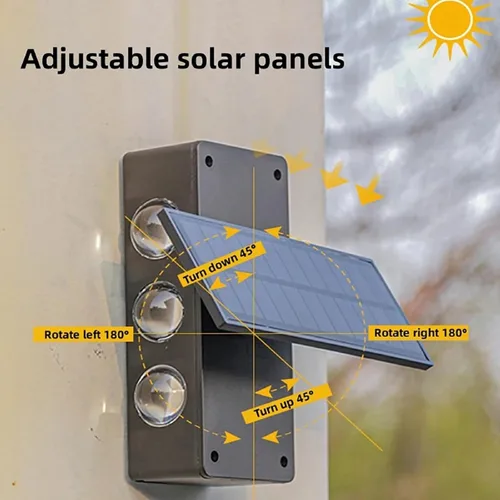 Vista 2 de ASLIDECOR Luces solares de pared con 2 modos de luz blanca cálida/blanco frío, iluminación decorativa impermeable para exteriores con panel solar