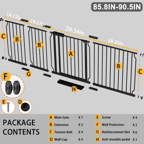 Vista 16 de Fairy Baby Puerta de seguridad para bebés Extensión de 12 cm para puerta de seguridad para bebés con cierre automático Puerta de seguridad