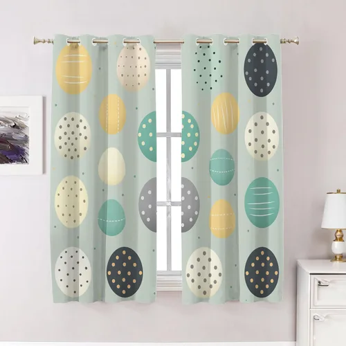 Vista 69 de Cortinas geométricas de cocina para ventanas, color negro, blanco, turquesa, cenefas opacas de poliéster multicapa para cocina, paquete de 2