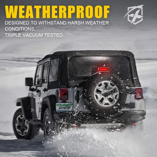Vista 5 de Xprite Luces LED de Tercera Luz de Freno con Lente Transparente, Luz de Parada Trasera de Montaje Alto Compatible con Jeep Wrangler JK 2007-2018