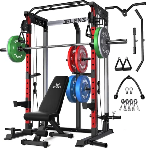 Vista 28 de C21 Power Cage 2000LBS Multi-Function Power Rack with Independent Dual Pulley System, All-in-One Squat Rack for Cable Crossover, Home Gym Workout