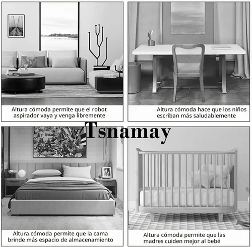 Vista 5 de Elevadores autoadhesivos de 2 pulgadas para cama y muebles, elevadores de acero para muebles o camas pesados, elevadores de mesa, redondos