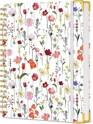 Vista 19 de Cuaderno estético en espiral para mujer, 200 páginas, cuadernos rayados de 8.5 x 11 pulgadas, diarios en espiral grandes de tapa dura A4 con papel