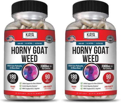 Vista 13 de Kaya Naturals Horny Goat Weed para hombres y mujeres, complejo de 1560 mg con maca, palma enana americana, ginseng, suplemento de vitamina