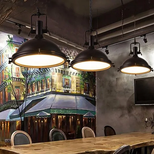 Vista 4 de Industrial estilo náutico único colgante-LITFAD 18 "cúpula forma colgante lámpara montada iluminación en Rusty