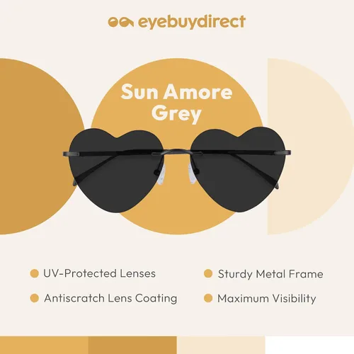 Vista 2 de EYEBUYDIRECT Heart Shaped Oversized Sunglasses, for Women and Men with Scratch-Resistant Lens Coating and UV Protection
