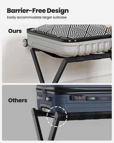 Vista 7 de Hzuaneri Portaequipajes, soporte plegable para maleta para invitados, plegable, portaequipajes con estante, marco de acero con correas de nailon