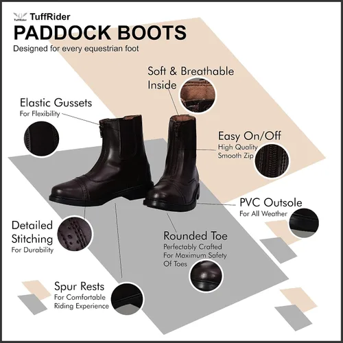 Vista 3 de Botas paddock TuffRider con cremallera frontal para niños, botas inglesas infantiles de jinete para montar caballos de equitación