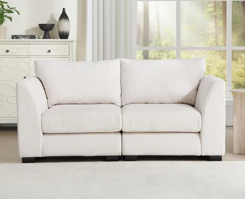 Vista 17 de EALSON Sofá modular seccional asiento medio sofá modular de piel sintética Asiento individual pieza seccional con funda extraíble marrón
