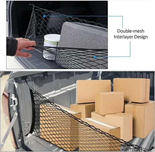Vista 3 de 2 redes de carga para camioneta para camioneta, 52 a 66 pulgadas, organizador de almacenamiento de carga, red de malla, accesorios para Ford F150
