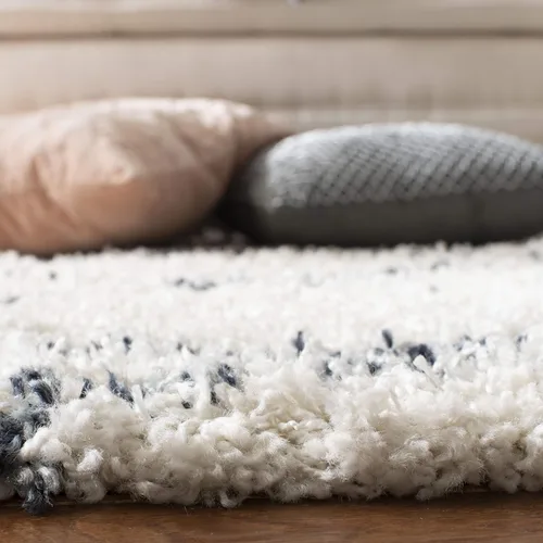 Vista 7 de SAFAVIEH Pro Luxe Shag Collection - Alfombra de área, 9 x 12 pies, color crema y azul, borla marroquí bohemia, no desprende pelusa y de fácil