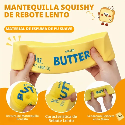 Vista 2 de Squishy Butter Squeeze Toy, 9.4IN Jumbo Butter Squishy Fidget Toy 1 Pack (9.5 In) Jumbo Butter Squishy