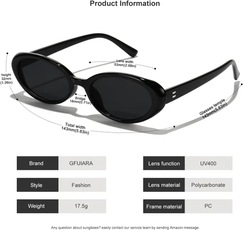 Vista 4 de Lentes de sol ovalados para mujeres y hombres, a la moda, pequeños de los años 90, UV400