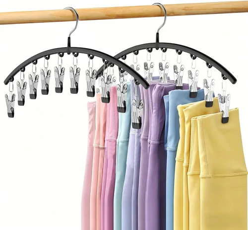 Vista 31 de Organizador de leggings para armario, perchas de metal para pantalones de yoga, 1 paquete con 10 clips con capacidad para 10 leggings, organizador