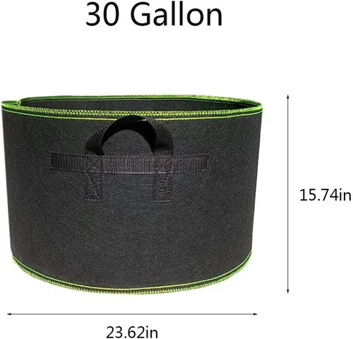 Vista 5 de Segreto Bolsas de cultivo de 30 galones de tela no tejida de aireación gruesa de alta resistencia para macetas de plantas con asas para jardín