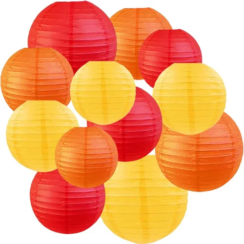 Vista 27 de CC wonderland zone 12 linternas de papel colgantes de color blanco y negro, linternas de papel redondas para cumpleaños, Año Nuevo, boda, fiesta