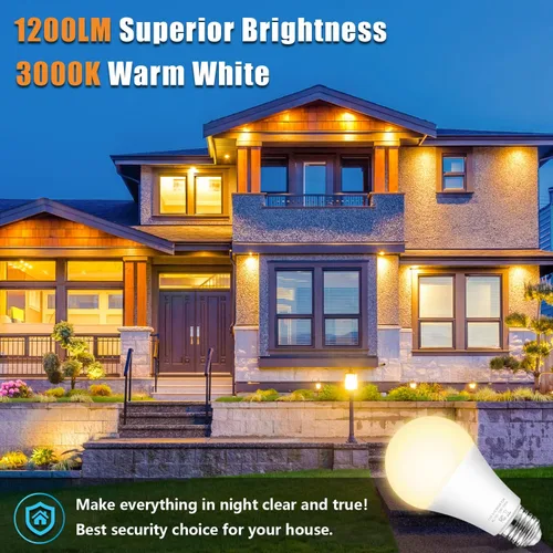 Vista 3 de Bombillas con sensor A19 de anochecer a amanecer para exteriores equivalentes a 100 W, bombillas LED de encendido/apagado automático de 11 W, blanco