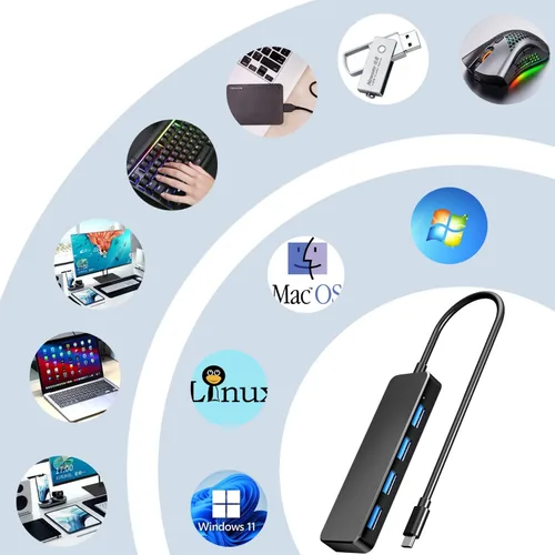 Vista 7 de Hub USB C 4 puertos, Eanetf USB C a USB Hub 3.0 Divisor USB para Mac Pro, iMac, iPad Pro, Chromebook, Pixelbook, Dell XPS, Samsung y más