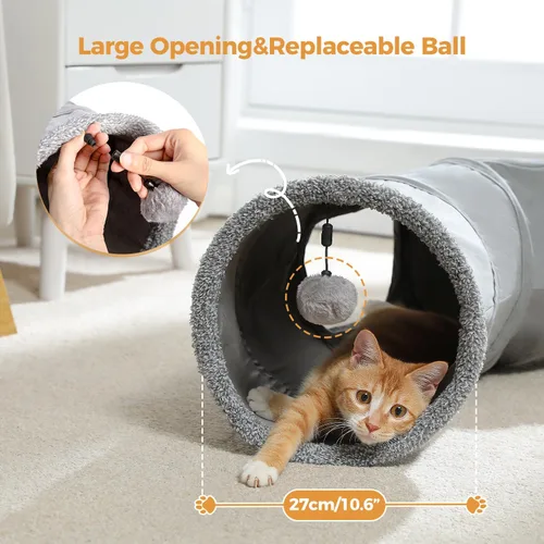 Vista 4 de PAWZ Road Túnel para Gatos Plegable en Forma de S Túneles para Gatos de Interior Tubo de Juego para Gatos 51 Pulgadas de Largo 10.5 Pulgadas