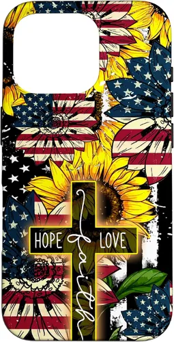 Vista 20 de Funda para iPhone 16 Sunflowers Faith Hope Love Jesus Cross Christian