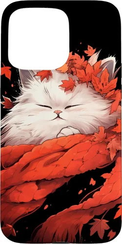 Vista 28 de Persian Cat Kitten Autumn Fall Leaves Thanksgiving Case for iPhone 16