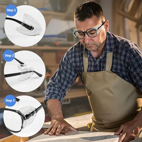 Vista 10 de 2/4/6/10 pares de protectores laterales para gafas, protectores laterales para gafas graduadas Windproof, dustproof, particle proof, lightweight