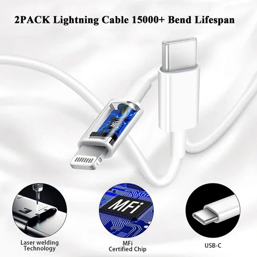 Vista 7 de Cargador de coche para iPhone de Apple, cargador de coche rápido para iPhone【2Pack】Adaptador de cargador de coche de doble puerto USB C