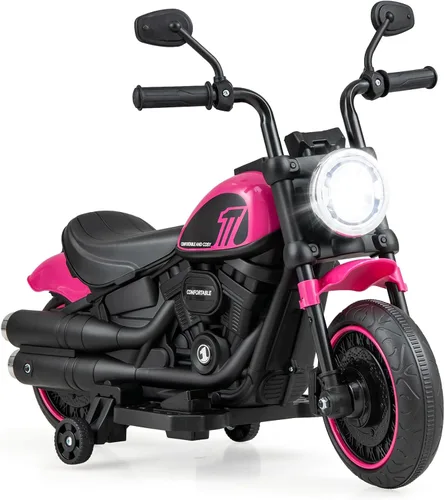 Vista 12 de Costzon Motocicleta para niños pequeños, motocicleta eléctrica alimentada por batería de 6 V con ruedas de entrenamiento desmontables, arranque