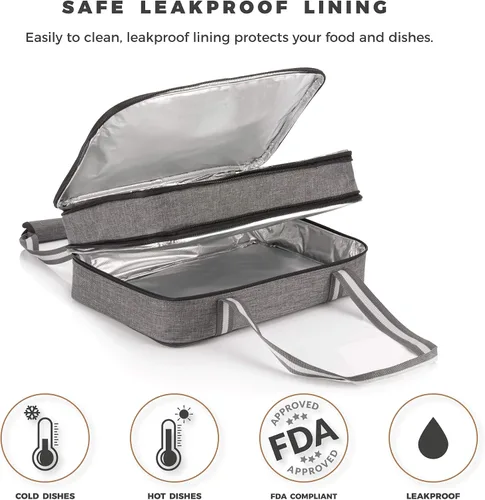 Vista 13 de Stack Store Plus More Cazuela aislada para alimentos calientes o fríos, soporte para lasaña para picnic, comida, cocina, se adapta a platos de horno