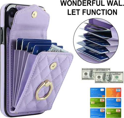 Vista 3 de Asuwish Funda de teléfono para iPhone XR 6.1 con protector de pantalla de vidrio templado y anillo RFID bloqueo tarjetero TPU Cell iPhoneXR