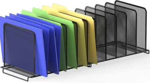 Vista 9 de Simple Houseware Organizador clasificador de archivos vertical, 5 secciones, ampliable, negro