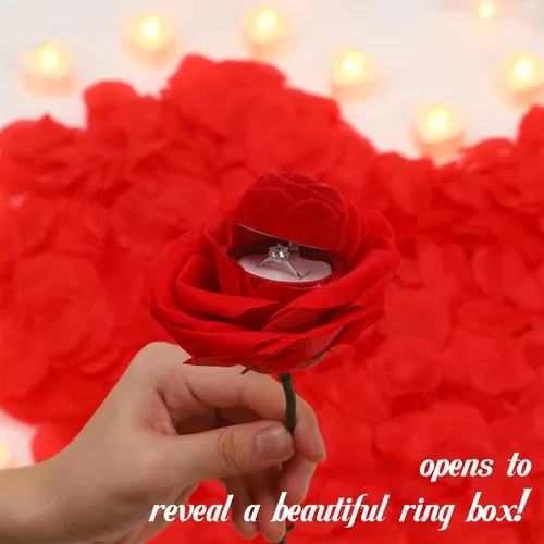 Vista 3 de Baquler Juego de 4052 piezas de decoración romántica para propuestas, letras grandes, pétalos de rosa, velas en forma de corazón, cinta de doble