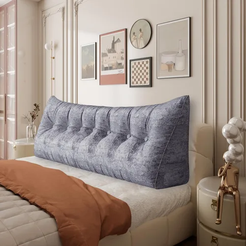 Vista 109 de Almohada de cabecera gruesa totalmente rellena tamaño Queen, cabecera acolchada suave y firme, soporte grande, triangular, almohada de cuña