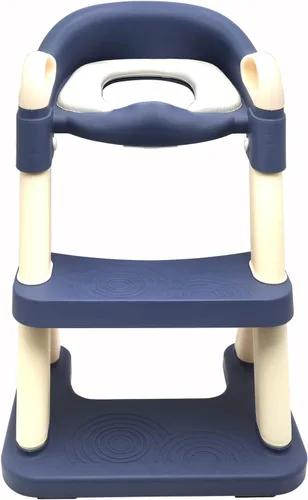 Vista 8 de Inodoro de entrenamiento para ir al baño para niños pequeños, asiento de entrenamiento para ir al baño con escalera, para niños y niñas, Azul