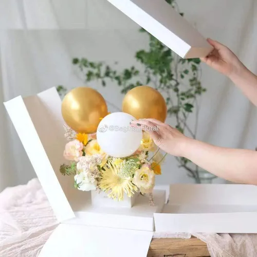 Vista 3 de Caja de regalo de flores sorpresa de explosión de 10 x 10 x 14 pulgadas, para propuesta de matrimonio, fiesta de cumpleaños, Navidad, día de la Rosa