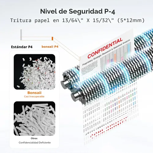 Vista 4 de Bonsaii Trituradora de papel resistente de microcorte de 12 hojas para Negro