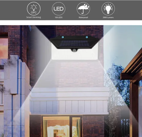 Vista 2 de Himalayan Glow WBM - Luces solares inteligentes para exteriores, 100 luces LED de pared con 3 modos, impermeable IP65, luces de seguridad fáciles