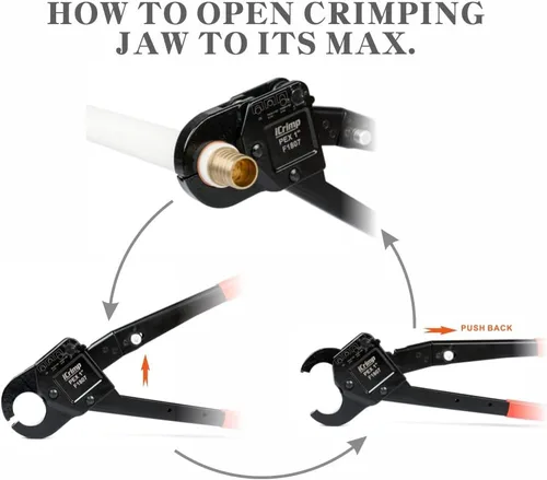 Vista 4 de iCrimp - Herramientas de crimpado PEX de cabeza angulada que funcionan en tubos PEX de 1 pulgada con medidor Go/No-Go que se adapta a todas