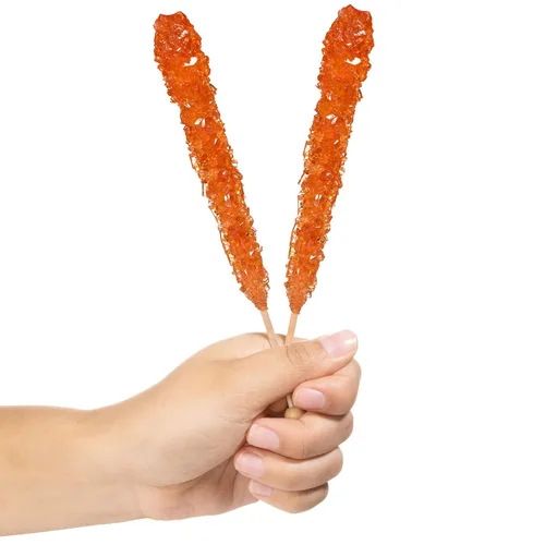Vista 2 de Palitos de azúcar de caramelo de naranja con sabor a naranja, 12 caramelos envueltos individualmente para fiestas