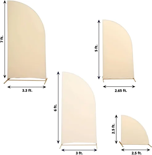 Vista 3 de Efavormart - Juego de 4 fundas de elastano beige para arco de media luna, fundas de telón de fondo Chiara de 2.5 pies a 7 pies para escenarios