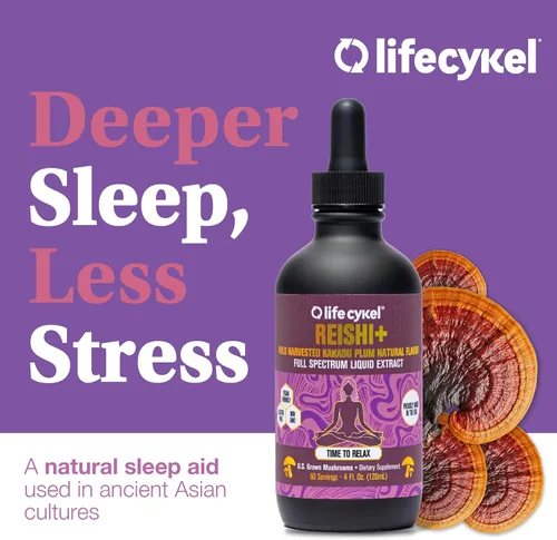 Vista 5 de Life Cykel - Extracto de hongo Reishi con ciruela Kakadu silvestre - Potente suplemento de apoyo inmunológico y del sueño, gotas de hongos