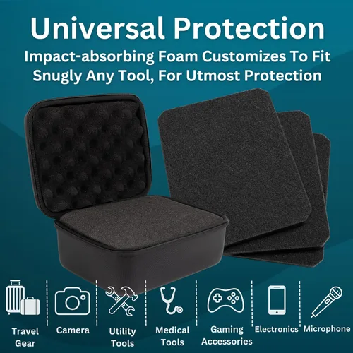 Vista 3 de Funda protectora rígida con espuma personalizable, funda rígida ligera para electrónica, cosméticos, maquillaje y más, protección EVA
