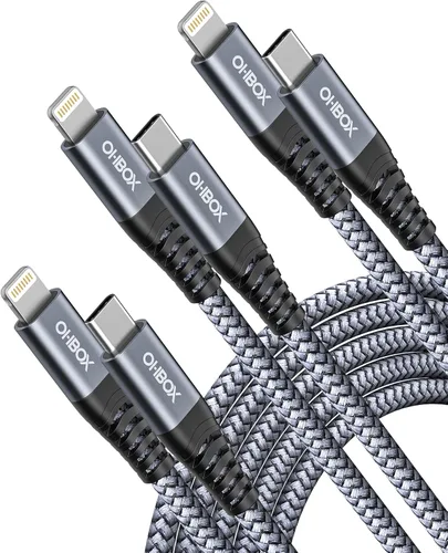 Vista 9 de Cable de carga corto para iPhone de 1 pie, [certificado Apple MFi], paquete de 3 cables Lightning USB de carga rápida, cable de carga i