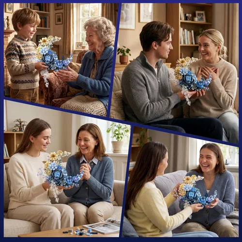 Vista 8 de Conjunto de construcción de flores de luna azul, decoración