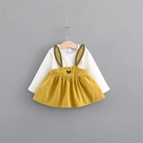 Vista 2 de AIMAOMI My First Easter - Conjunto de mameluco acanalado de manga larga para bebé, conjunto de falda con parche de conejo, ropa de Pascua