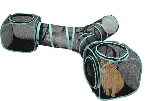 Vista 22 de Kitty City Muebles Catio para exteriores y kits de juego para gatos, combo de juego Combo de túnel/tienda de campaña de 1 vía