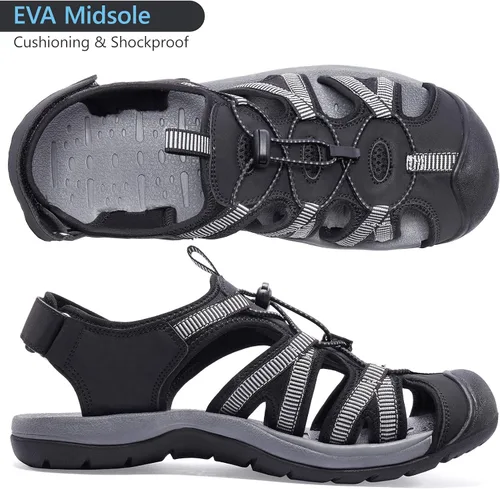 Vista 5 de CAMELSPORTS Sandalias de senderismo para hombre, puntera cerrada, sandalias de playa al aire libre, impermeables, deportivas para pescador, zapatos