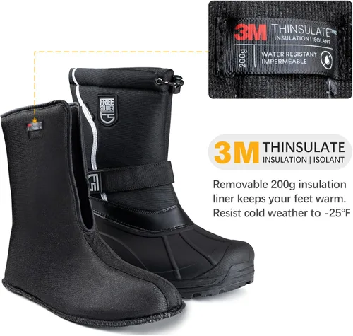 Vista 2 de FREE SOLDIER Botas de nieve para hombre, impermeables, aisladas, antideslizantes, con forro extraíble