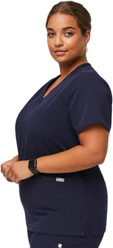 Vista 8 de FIGS Casma Scrub Tops para mujer ajuste clásico 3 bolsillos elástico en cuatro direcciones antiarrugas para mujer