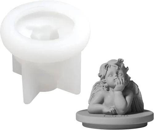 Vista 9 de Molde de silicona de estatua 3D, molde de escultura de retrato de hormigón para tapa de tarro de vela, herramientas de decoración del hogar